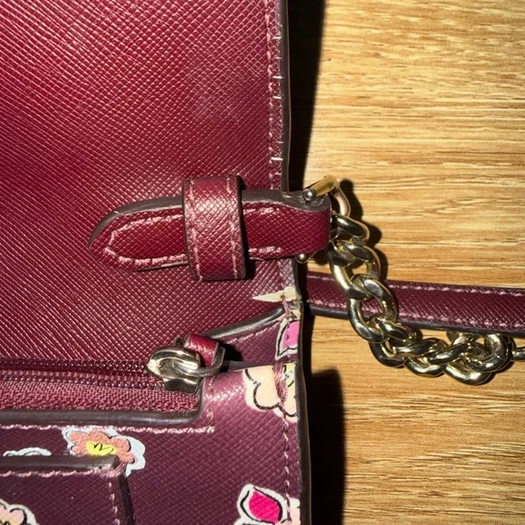 Kate Spade Tinsel Frosted Deep Berry Floral Flap Crossbody Clutch bag - Picture 12 of 16